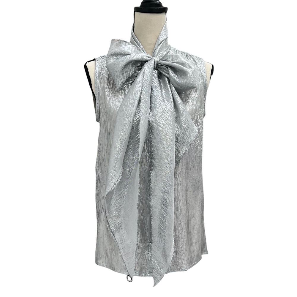 MARC JACOBS FOR BERGDORF GOODMAN SILVER SILK LAMÉ TOP